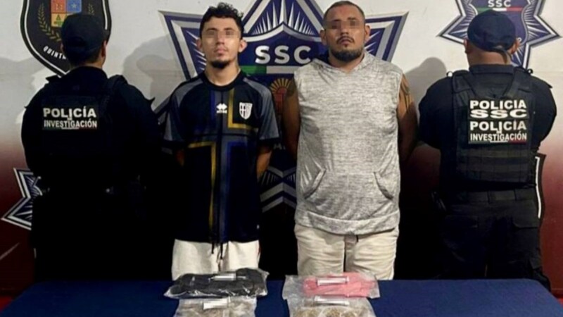 Detienen a sujetos con droga en Villas Lak’in en Cancún