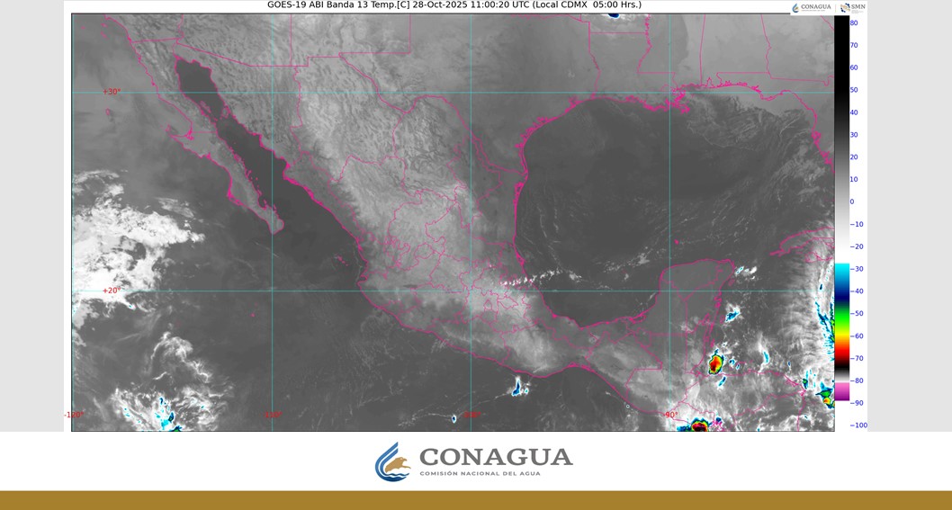 Pronóstico del clima en Quintana Roo para hoy martes 28 de octubre 2025; chubascos con descargas eléctricas en el estado, Campeche y Yucatán.