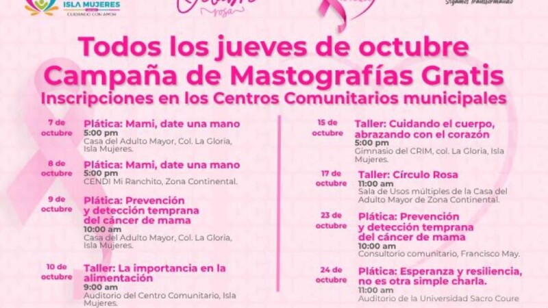 Gobierno de Isla Mujeres anuncia nutrido programa de actividades en el Mes Rosa