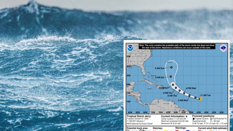 Nace la tormenta tropical "Jerry" en el Atlántico Central