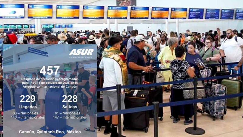 Logra Aeropuerto de Cancún 457 vuelos este sábado