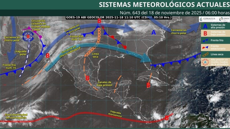 Cielo medio nublado a nublado con chubascos y posibles descargas eléctricas en Campeche, Yucatán y Quintana Roo