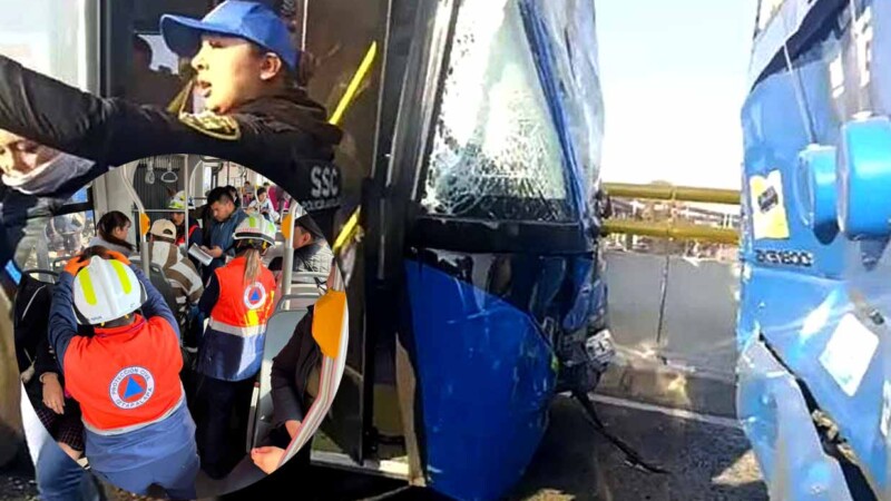 Inusual choque de trolebús elevado en la CDMX deja 26 heridos