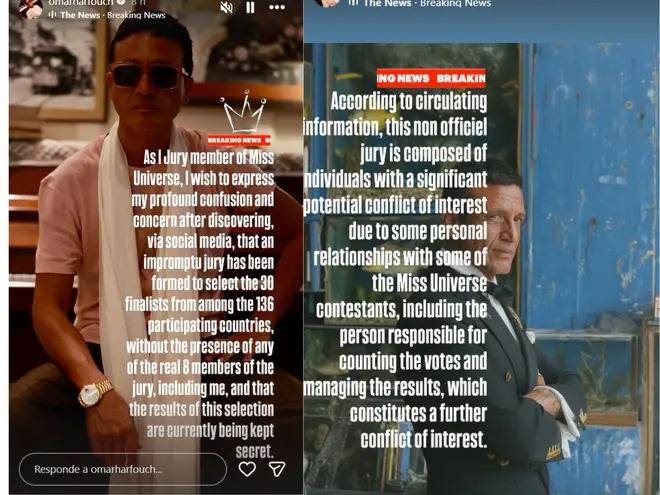 Omar Harfouch renuncia al jurado de Miss Universo 2025
