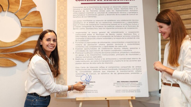 Signa Ana Paty Peralta convenio de colaboración con ONU-Hábitat