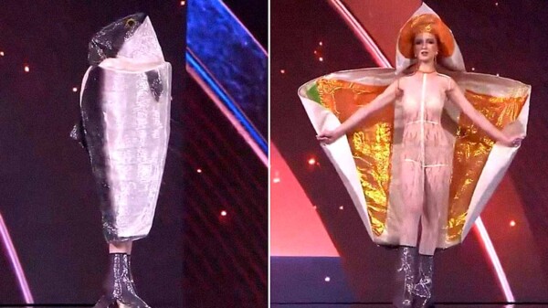 La representante de Noruega en Miss Universo causa furor con traje de salmón