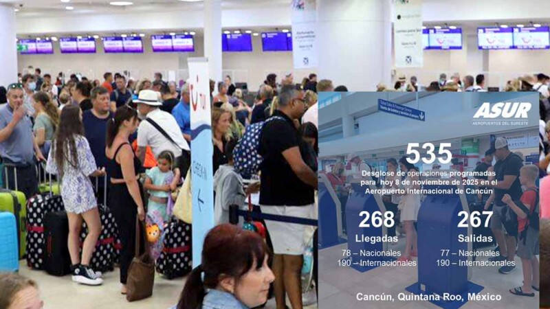 Aeropuerto de Cancún reporta 535 vuelos este sábado