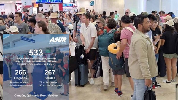 Aeropuerto de Cancún registra 533 vuelos este sábado