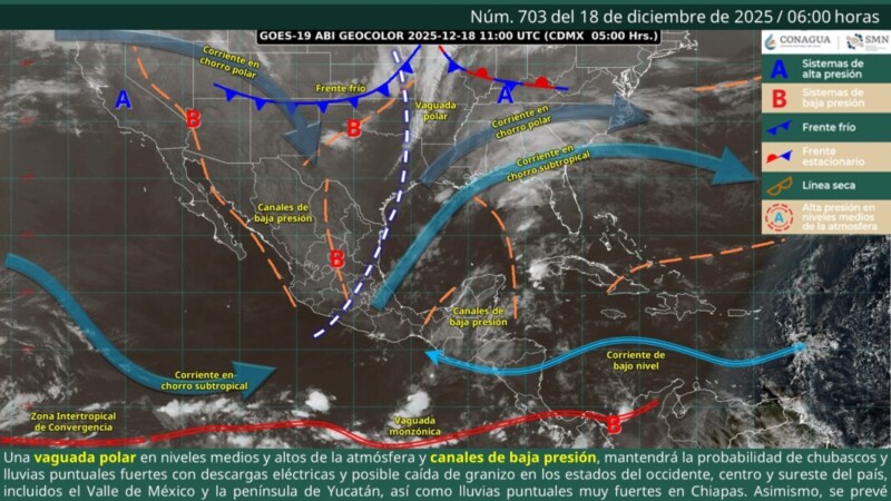 Pronóstico del clima en Quintana Roo para hoy jueves 18 de diciembre 2025