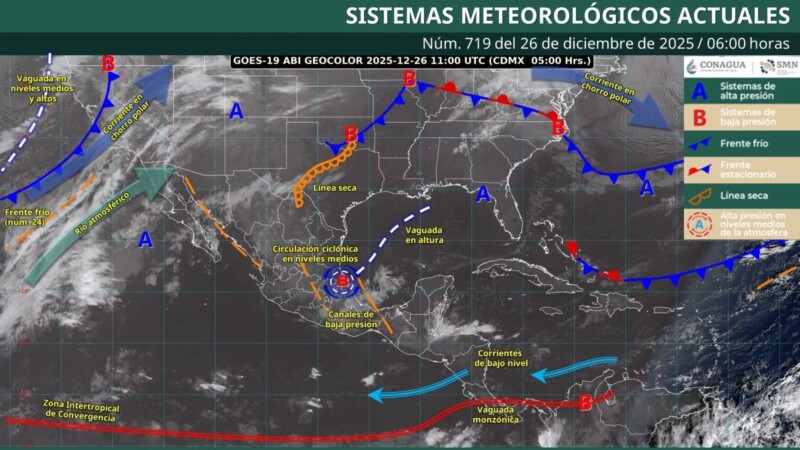 Pronóstico del clima para hoy viernes 26 de diciembre 2025 en Quintana Roo