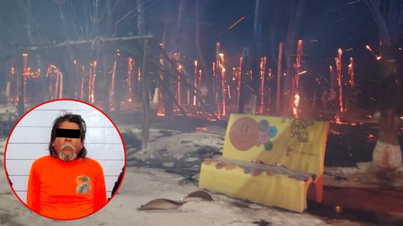 Detienen al presunto responsable de provocar incendio en palapas de Mahahual