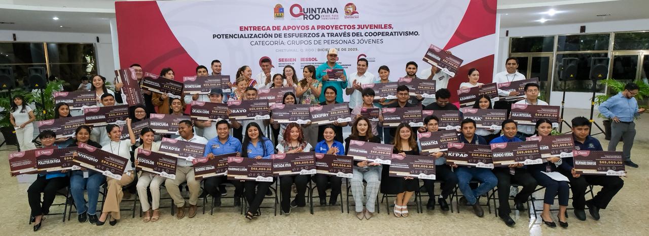 Entrega de apoyos económicos por 5.7 millones de pesos para fortalecer el emprendimiento colectivo, la producción responsable y la organización cooperativa de las juventudes.
