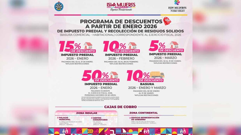 Gobierno Municipal invita a la comunidad isleña a participar Programa de Descuentos en el pago del Predial 2026