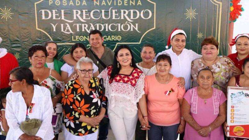 Celebra Blanca Merari la "Posada Navidad del Recuerdo y la Tradición" con los adultos mayores de Leona Vicario