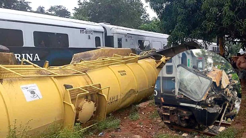 Tren Interoceánico con 148 pasajeros a bordo se impacta contra tráiler en Chiapas