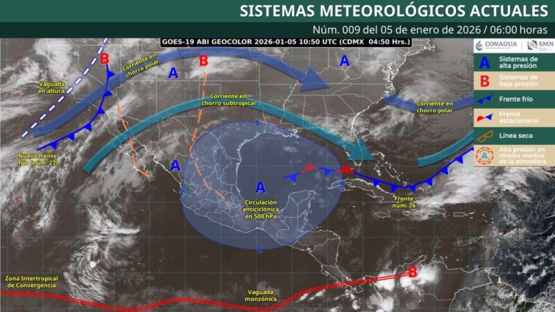 Pronóstico del clima para hoy lunes 5 de enero 2026 en Quintana Roo