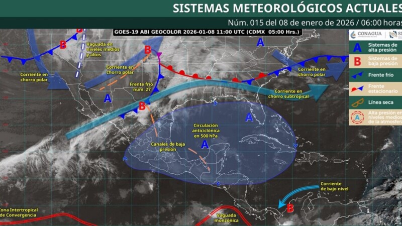 Pronóstico del clima para hoy jueves 8 de enero 2026 en Quintana Roo