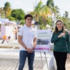 Atenea Gómez Ricalde supervisa avances de la obra integral en el malecón y avenida de la Rueda Medina en Isla Mujeres
