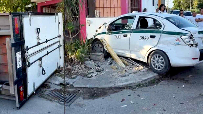 Aparatoso choque deja tres personas lesionadas en la SM 223 de Cancún