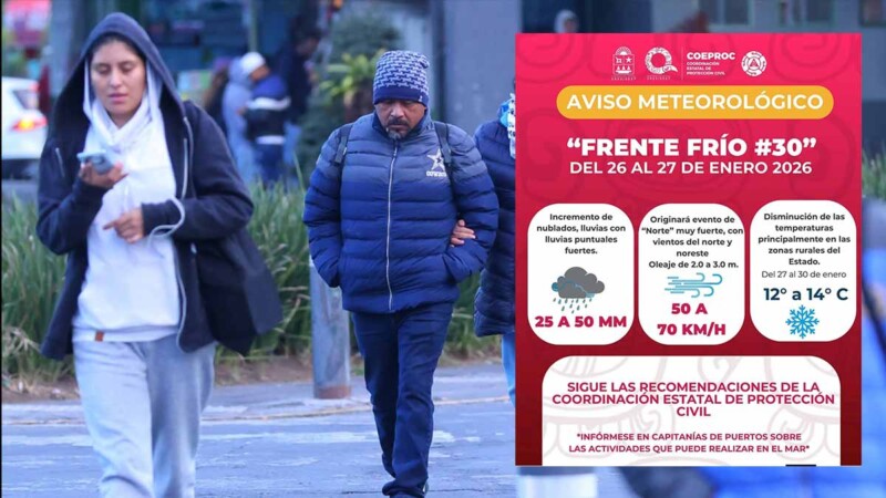 Frente Frío No. 30 provocará caída de hasta 12°C en Quintana Roo