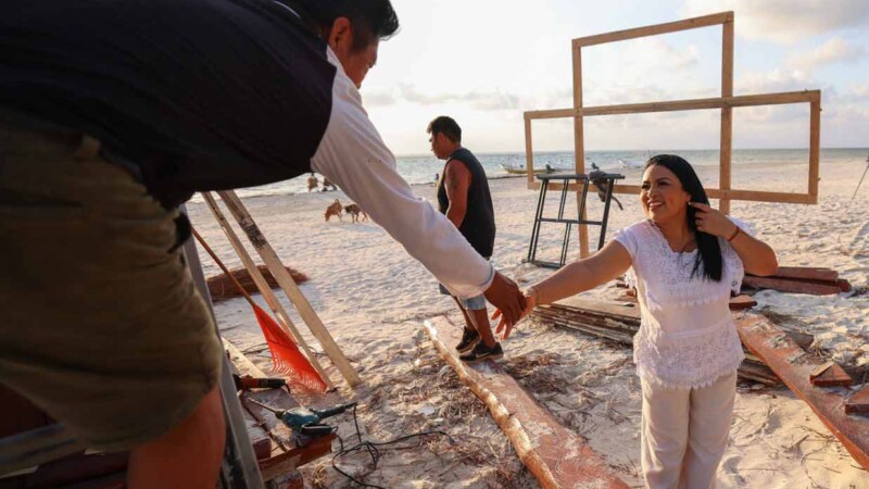 Supervisa Blanca Merari obras del programa de infraestructura de playas en Puerto Morelos