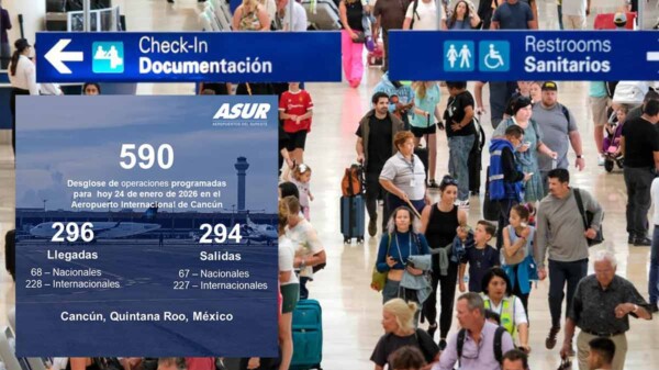 Registra Aeropuerto de Cancún leve incremento en vuelos