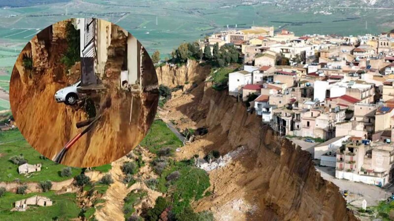 Deslizamiento de tierra deja a una localidad en Italia al borde de un barranco