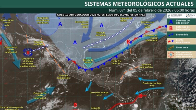 Pronóstico del clima en Quintana Roo para hoy jueves 5 de febrero 2026