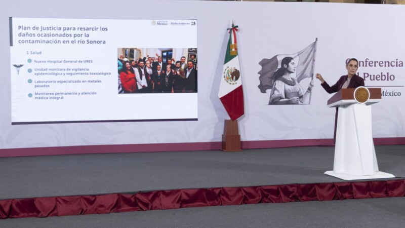 Urge Sheinbaum a Grupo México pagar derrame en el Río Sonora