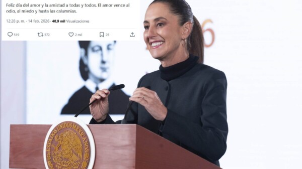 Sheinbaum manda mensaje en el Día del Amor y la Amistad