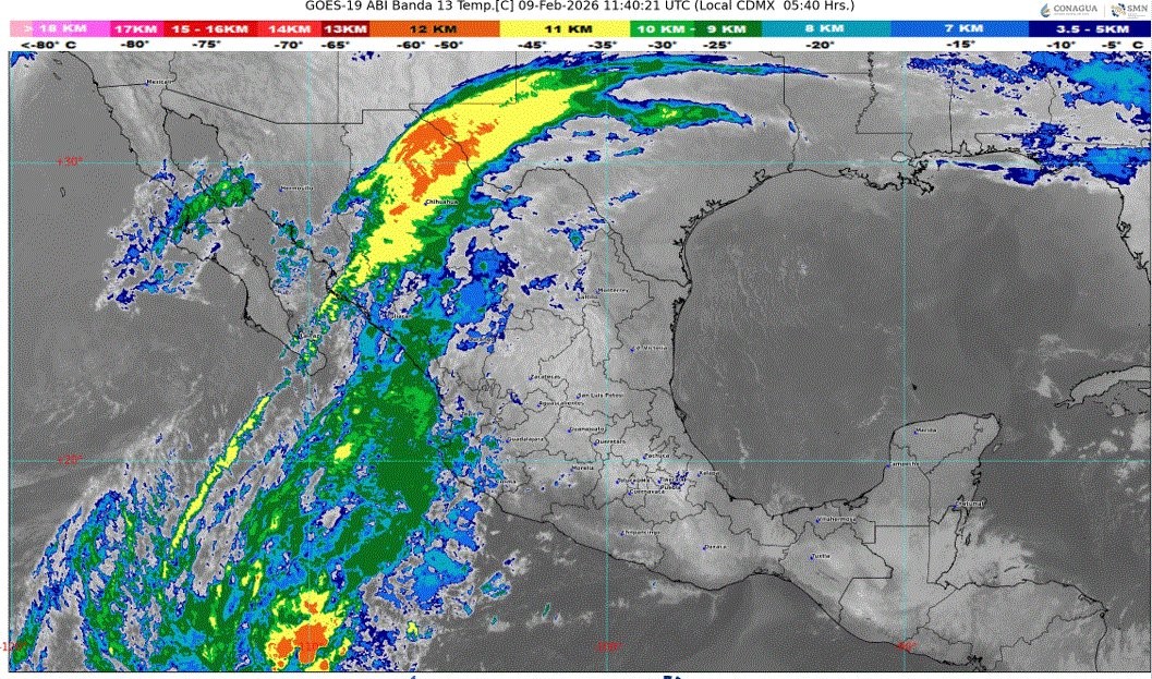 Cielo parcialmente nublado a medio nublado durante el día con probabilidad de lluvias aisladas en Quintana Roo. Sin lluvia en Campeche y Yucatán.