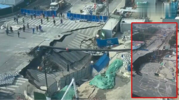 Se abre enorme socavón en una transitada calle de Shanghái; provocó pánico y evacuaciones