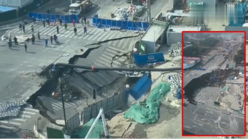 Se abre enorme socavón en una transitada calle de Shanghái; provocó pánico y evacuaciones