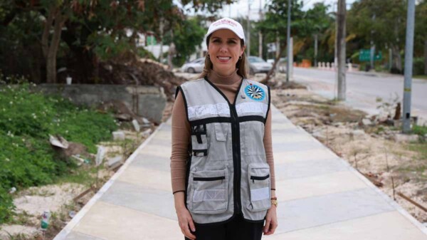 Atenea Gómez Ricalde recorre obras de la primera Base de Protección Civil y Bomberos y el nuevo Andador y Ciclovía en Costa Mujeres