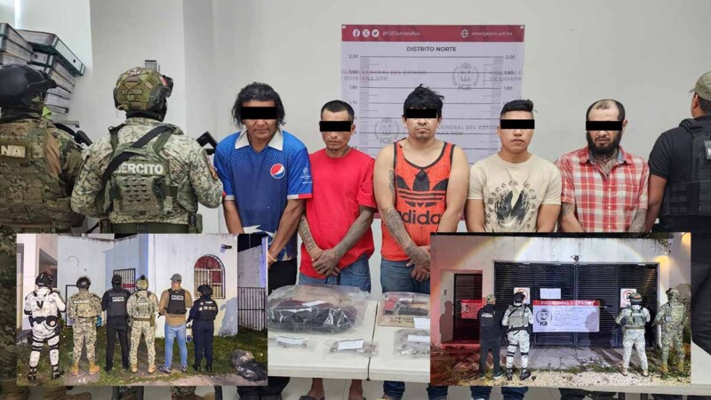 Cateos simultáneos en Quintana Roo culminan con cinco detenidos