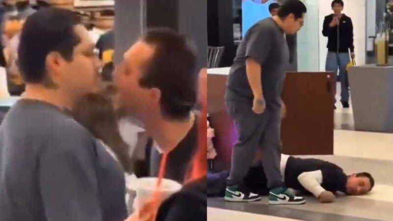 Mexicano obeso noquea a un impertinente "gringo" de un puñetazo