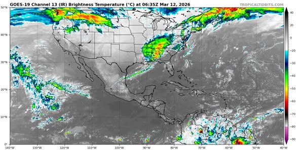Pronóstico del clima para hoy: Cielo nublado en el transcurso del día con lluvias puntuales muy fuertes en Campeche y Quintana Roo.