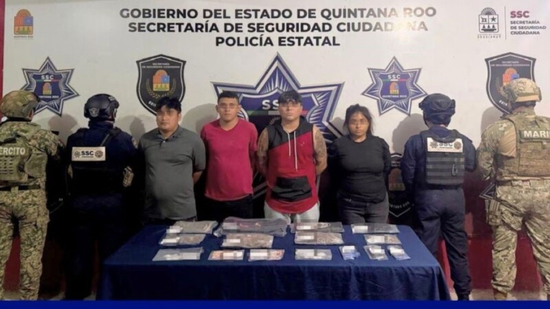 Detienen a cuatro personas por narcomenudeo en el fraccionamiento Prado Norte en Cancún