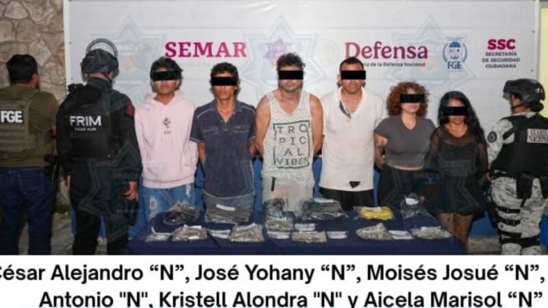 Capturan a seis narcomenudistas con 300 dosis en un operativo en la Supermanzana 208 de Cancún