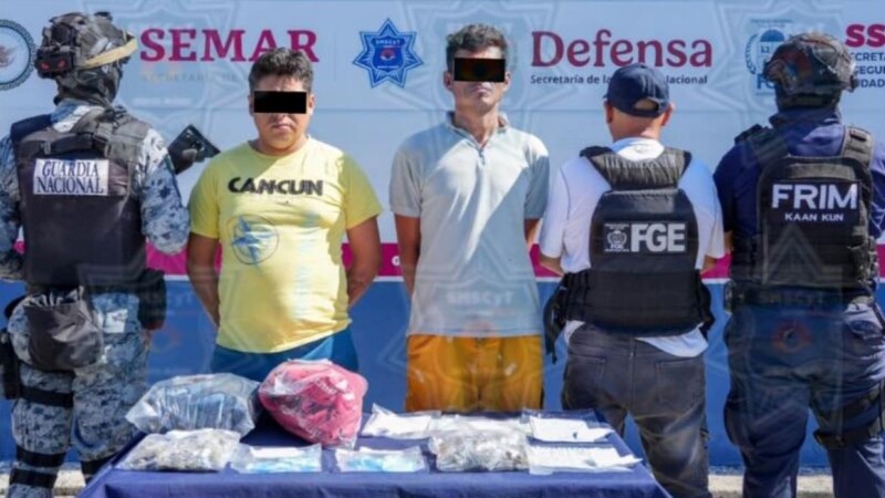 Detienen a dos personas por narcomenudeo en la Supermanzana 255 de Cancún