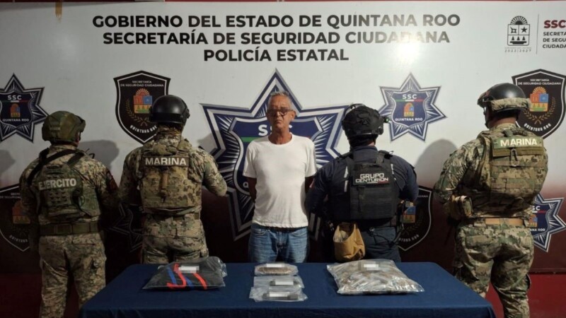 Detienen a hombre con varias bolsas con droga en la isla de Holbox