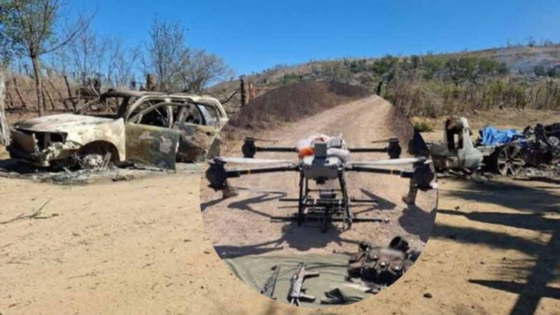 Un muerto y dos autos quemados tras ataque con drones en Sinaloa