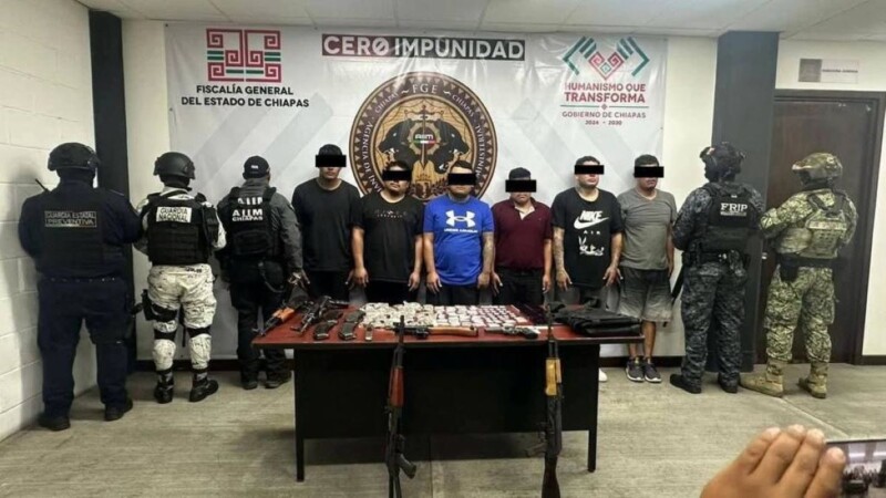 Capturan con armas y drogas a seis miembros del CJNG en Chiapas