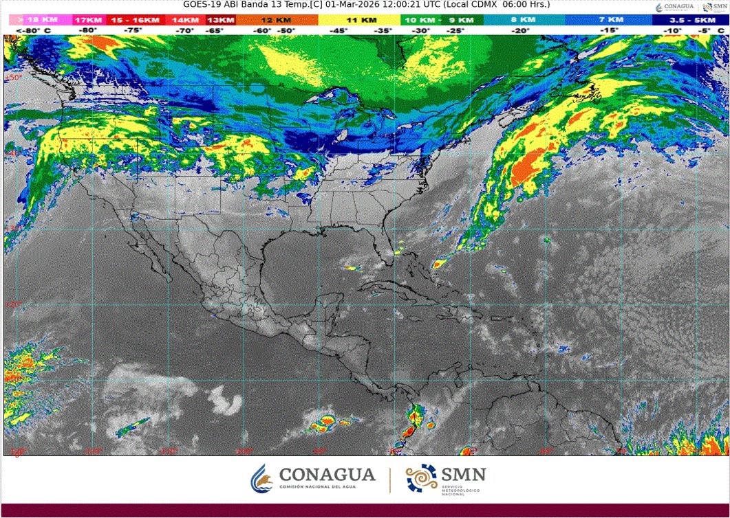 Cielo medio nublado a nublado en el transcurso del día, con chubascos en Campeche y Quintana Roo, y lluvias aisladas en Yucatán.