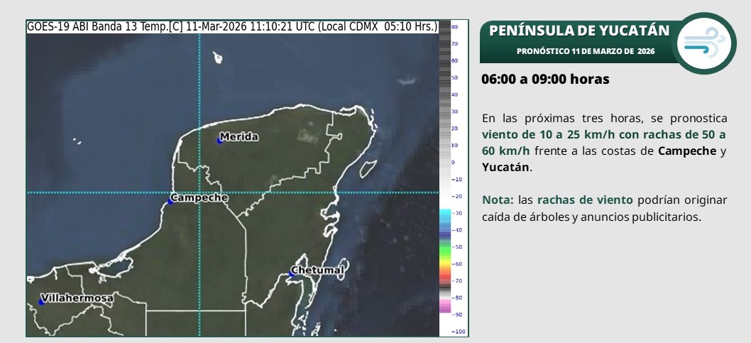 Pronóstico del clima para hoy en Quintana Roo: Cielo medio nublado en el transcurso del día, con lluvias aisladas en el estado, Campeche y Yucatán.
