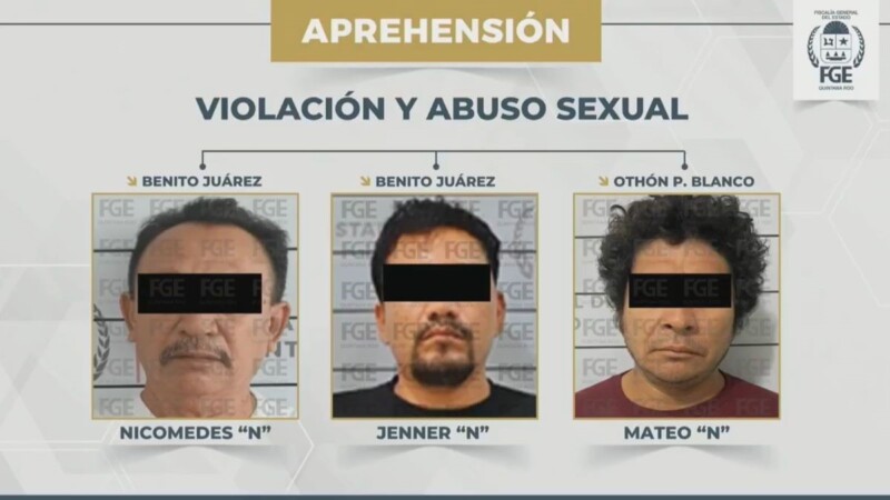 Capturan a tres sujetos acusados de delitos sexuales contra menores en Cancún y Chetumal