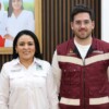 Constatan Blanca Merari y titular de SEMA Óscar Rébora funcionamiento de barrera antisargazo en Puerto Morelos