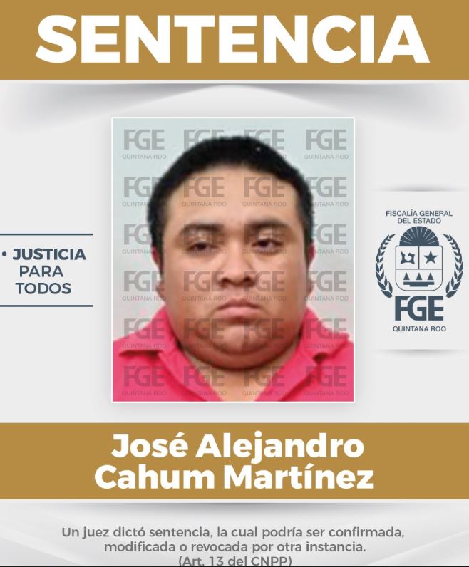 José Alejandro Cahum Martínez aceptó su responsabilidad mediante un procedimiento abreviado.