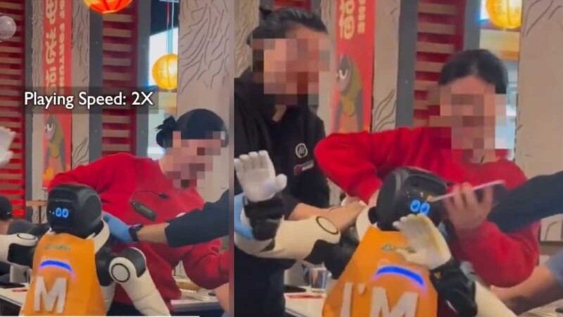 Robot camarero se pone "loco" en restaurante y se resiste a ser retirado