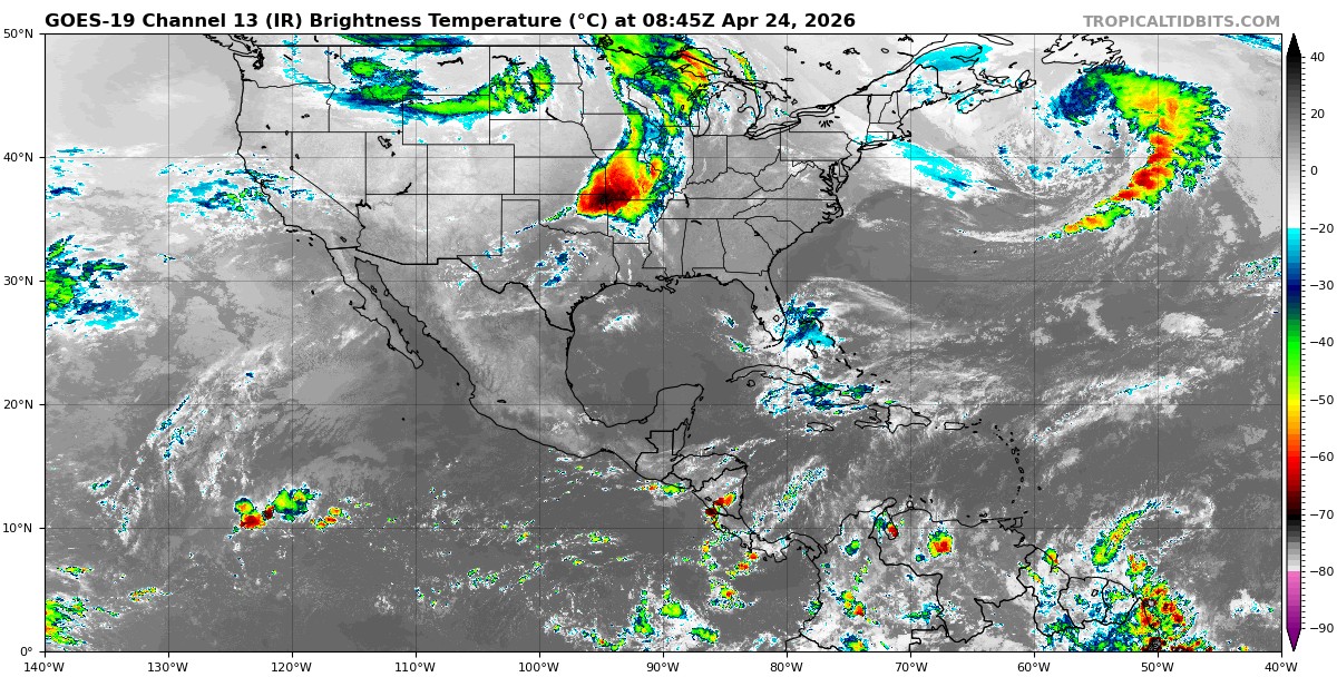 Lluvias aisladas en zonas de Yucatán y Quintana Roo. Viento de dirección variable de 10 a 20 km/h en la región, con rachas de 30 a 50 km/h en zonas de Campeche, Yucatán y Quintana Roo.
